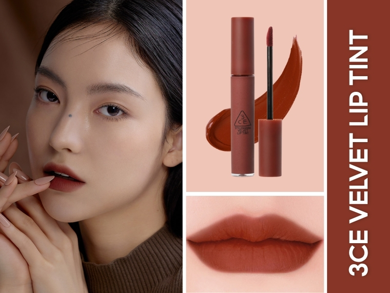 màu son cho mặt mộc 3CE Velvet Lip Tint