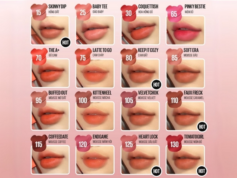 Full bảng màu son kem lì Maybelline Superstay Teddy Tint