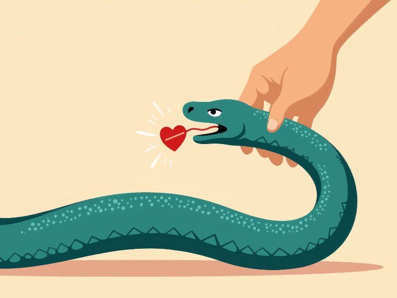 ảnh hoạt hình tay người cầm con rắn