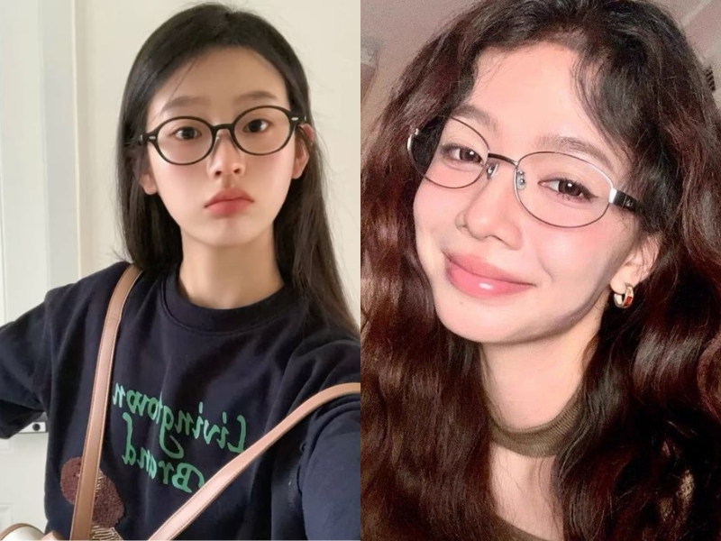 Nữ mặt dài đeo kính gọng oval