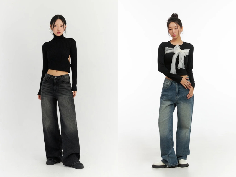 Áo len ngắn tay dài phối cùng giày oxford