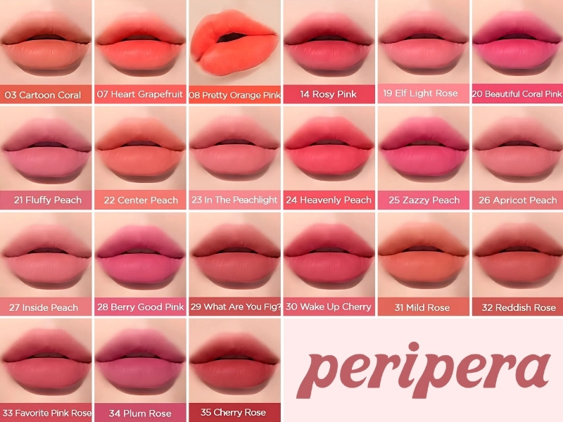 Full bảng màu son Peripera Ink Airy Velvet