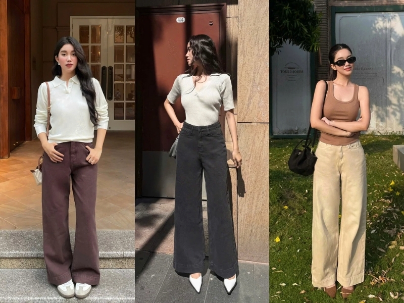 phối đồ với quần jean ống rộng