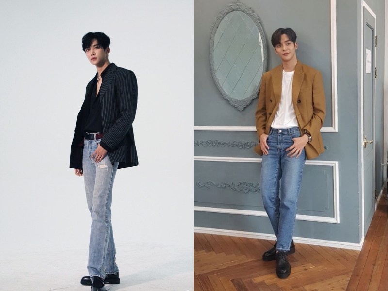 phối quần jean với áo blazer nam