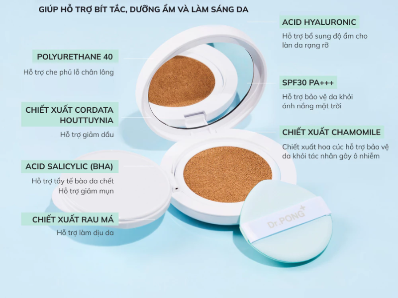 Dr.PONG Acne Ace Longwear Cushion cho da dầu mụn