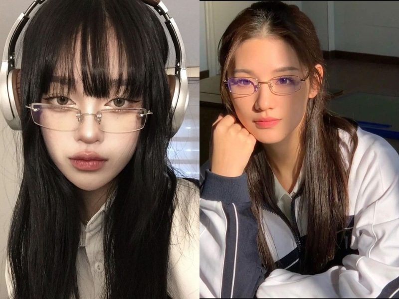 Các bạn nữ mặt dài đeo kính gọng chữ nhật