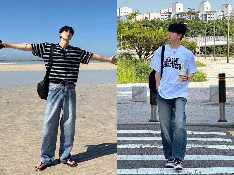 Áo thun và quần jeans cho nam