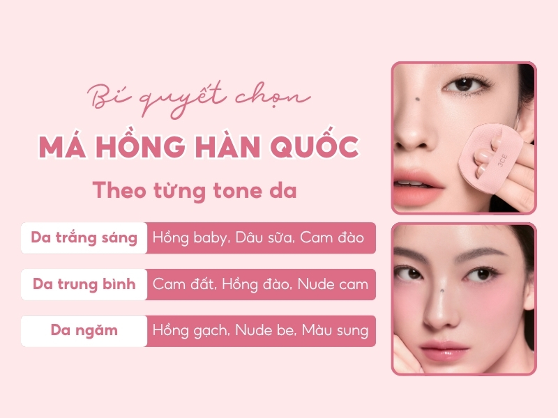 Bí quyết chọn má hồng hàn quốc theo từng tone da