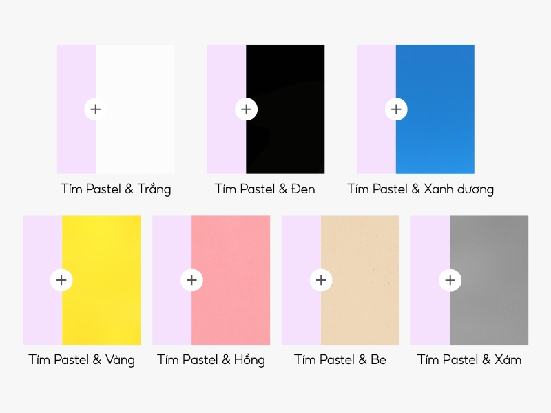 Màu tím pastel hợp phối màu gì?