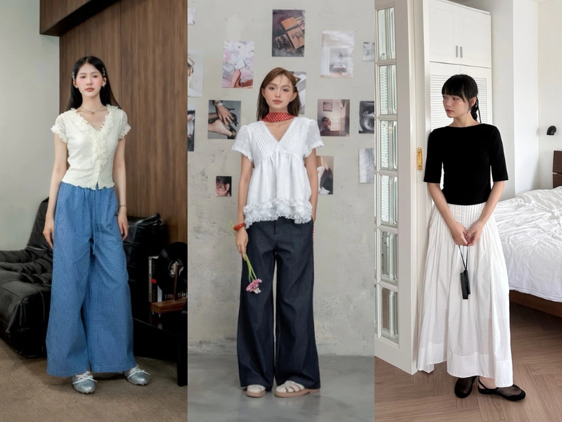phối đồ basic với áo thun, quần jean, chân váy,...