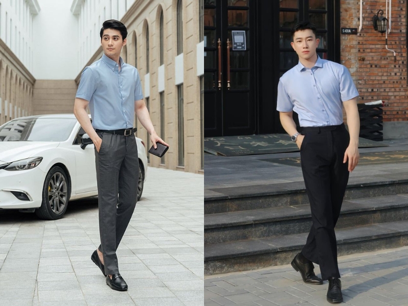 phối áo sơ mi và quần tây