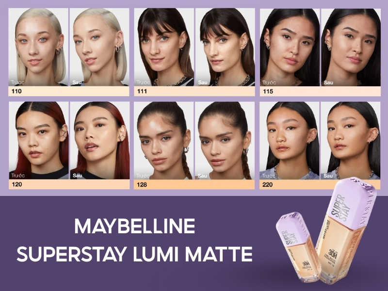 Bảng màu kem nền Maybelline Superstay Lumi Matte 30H