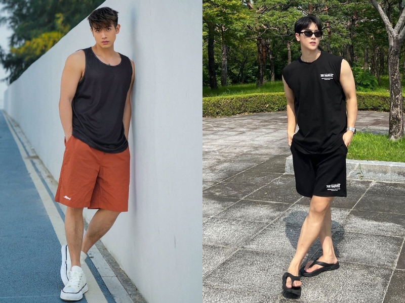 phối áo ba lỗ nam và quần short