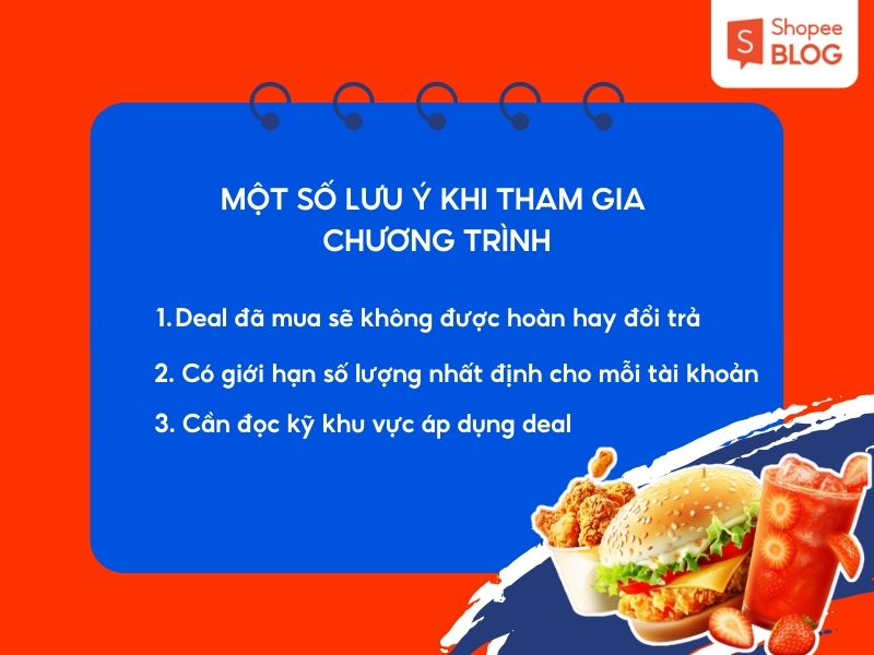 Một số những lưu ý cần nhớ khi tham gia chương trình Trùm Deal Ngon ShopeeFood