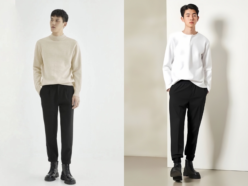 Phối đồ nam mùa hè với áo tay dài cùng quần jogger nam 