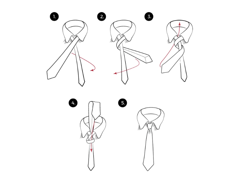 Các bước trong cách thắt cà vạt vest Four-in-hand