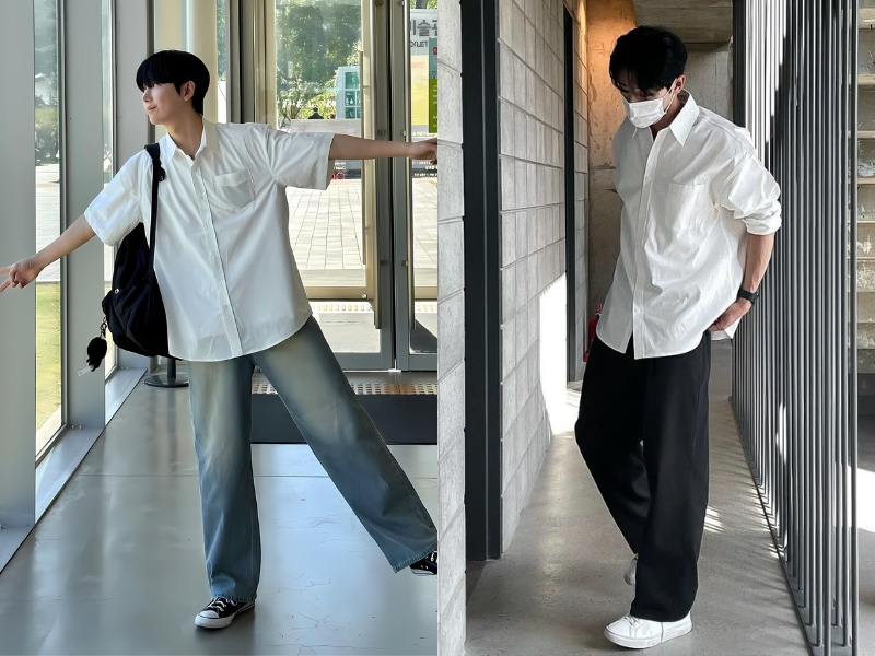 Phối đồ với quần jean ống rộng nam và áo sơ mi 