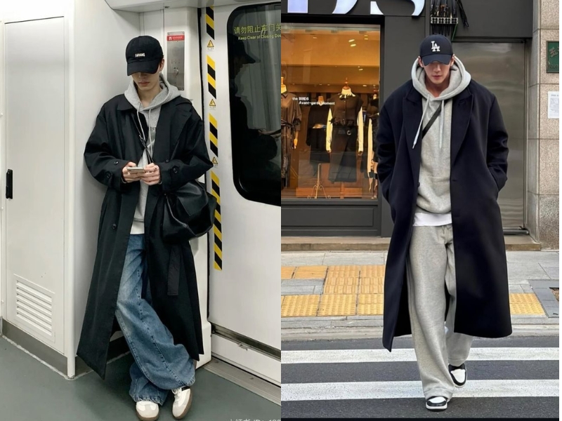 Phối đồ nam với áo măng tô