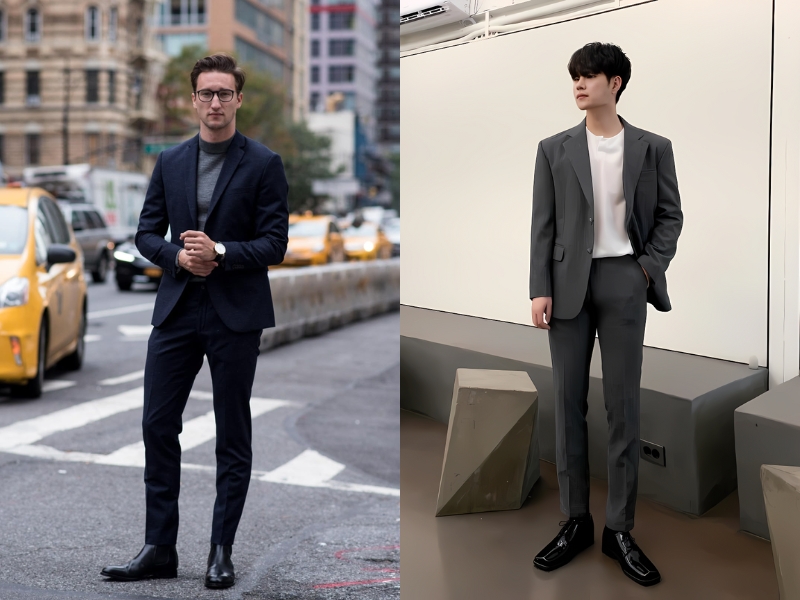 phối đồ với chelsea boot nam kết hợp áo blazer