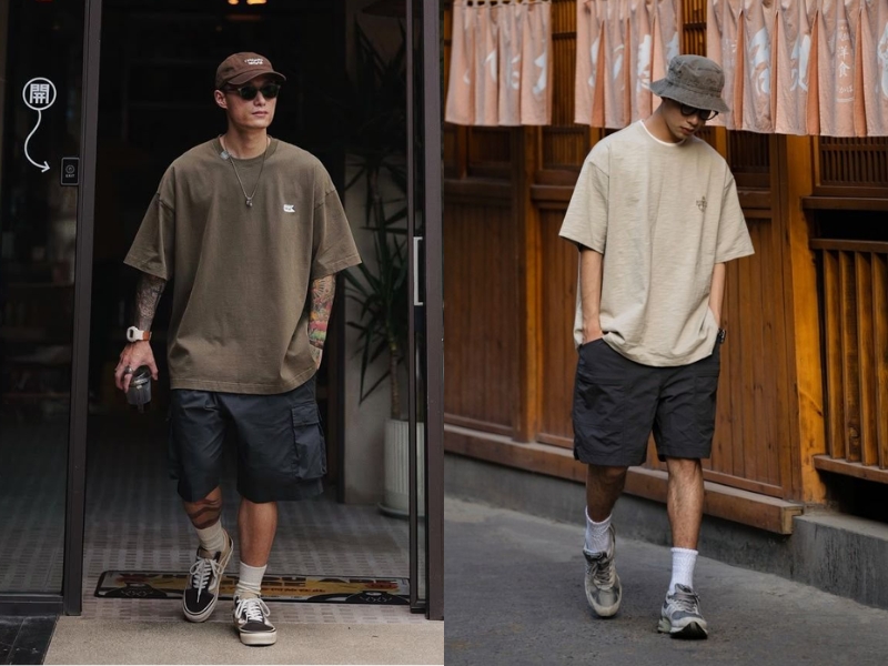 quần short với áo thun nam oversize