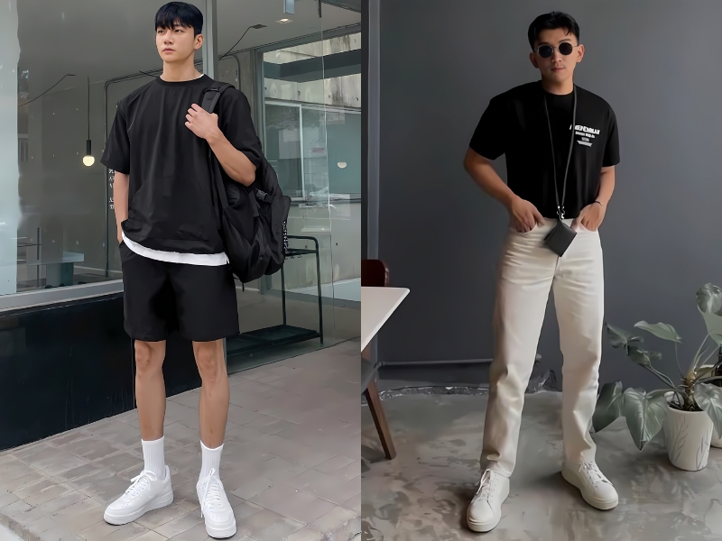 nam da ngăm nên mặc áo thun màu đen 