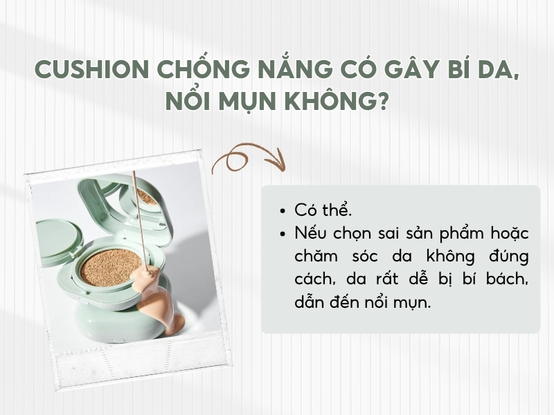 cushion chống nắng có gây bí da nổi mụn không