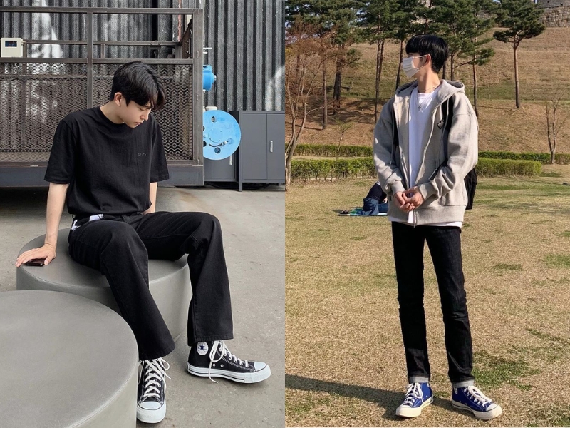 phối đồ với giày converse nam cổ cao
