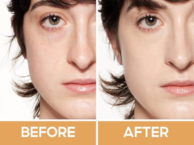 Trước và sau khi dùng kem nền Shiseido Revitalessence