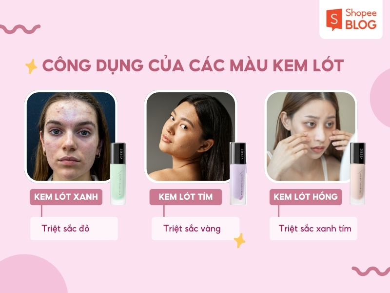 Công dụng của các màu kem lót triệt sắc