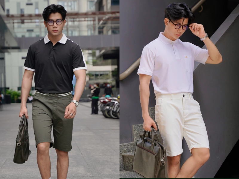 Phối đồ với quần short nam với áo polo