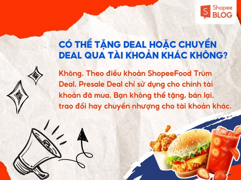 Không thể chuyển nhượng Deal đã mua dưới bất kỳ hình thức nà