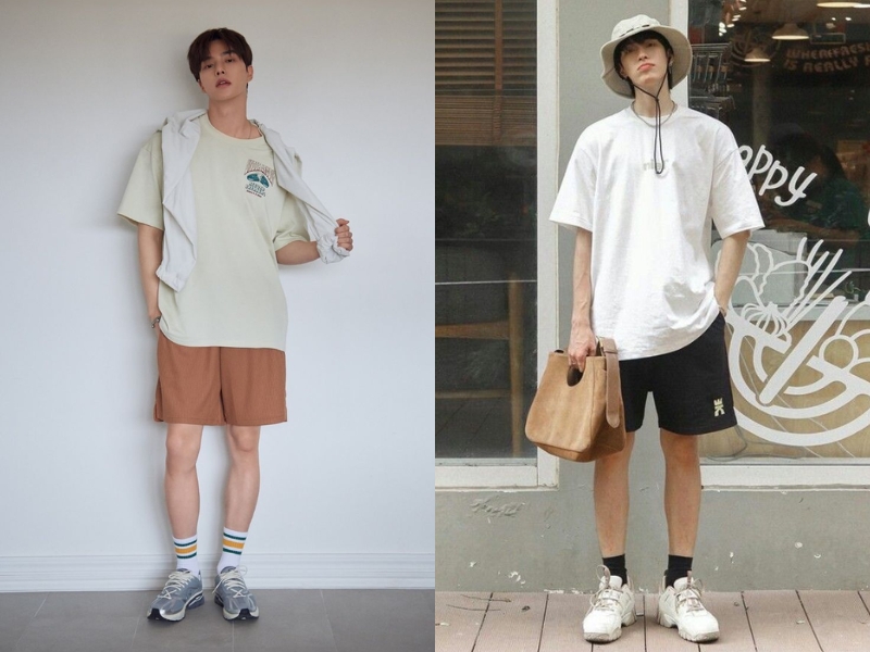 giày thể thao kết hợp với quần short nam