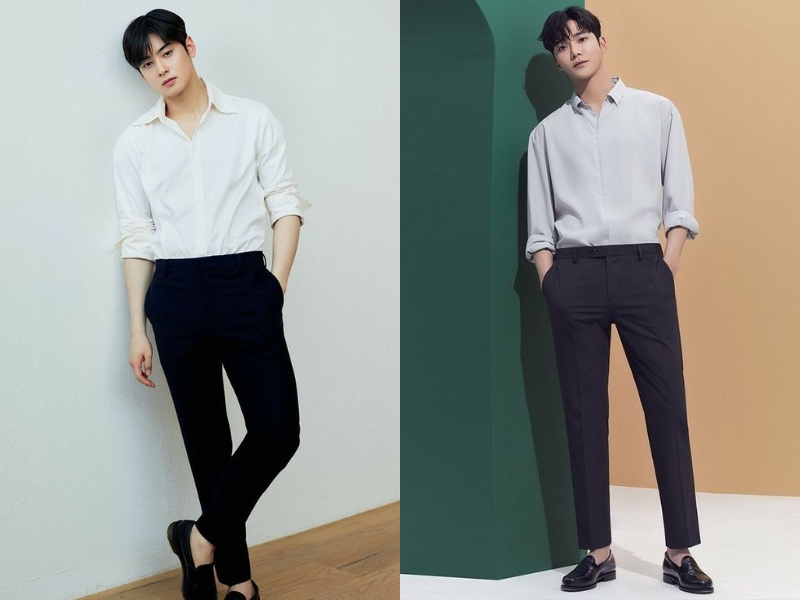 phối áo sơ mi nam với quần ống đứng