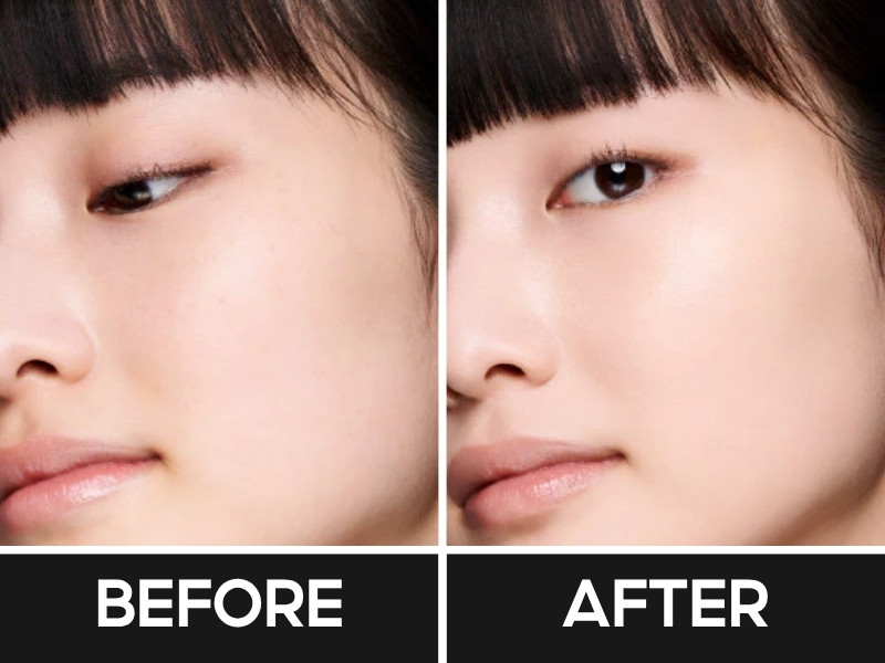 Trước và sau khi đánh nền Shu Uemura Unlimited Care