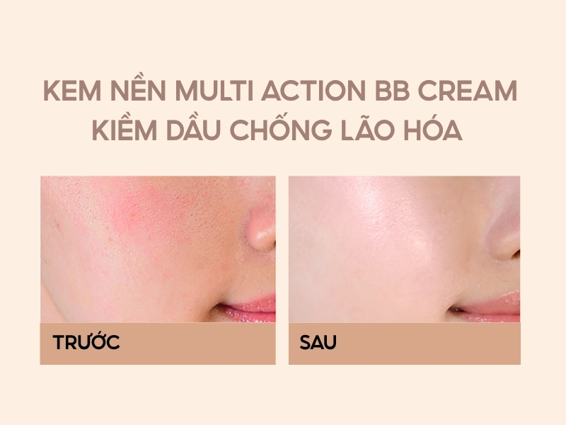 Trước và sau sử dụng Cellkey-Scien Multi Action BB Cream