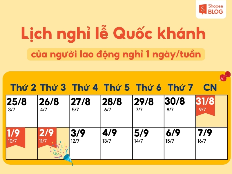 Lịch nghỉ lễ 2/9 3 ngày