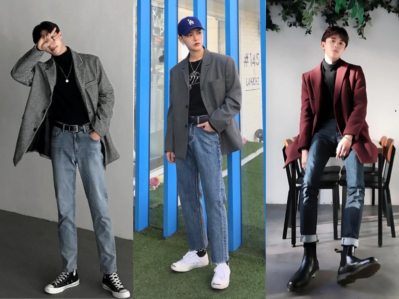 những outfit Áo vest phối cùng quần jean