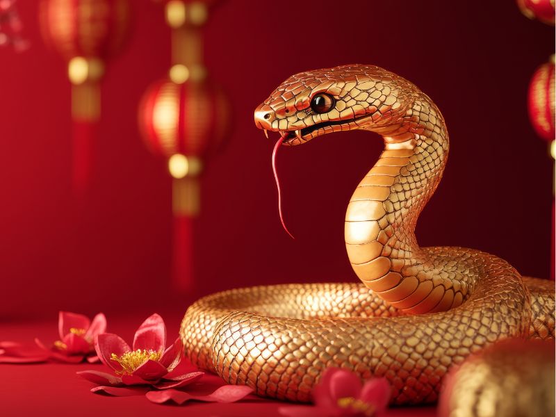rắn vàng tone đỏ may mắn