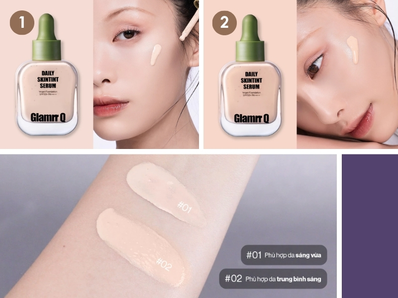 test kem nền Glamrr Q Daily SkinTint Serum Vegan Foundation