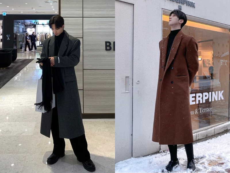 phối áo len nam và áo măng tô 