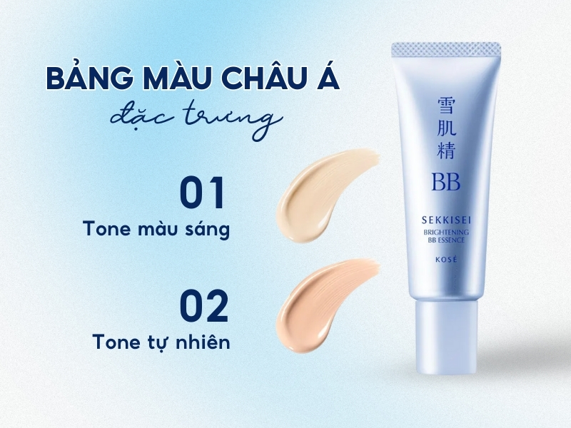 Bảng màu kem nền Kose Sekkisei Bright BB Essence