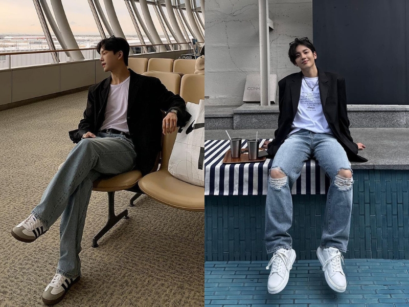 Blazer đen kết hợp những chiếc quần jean