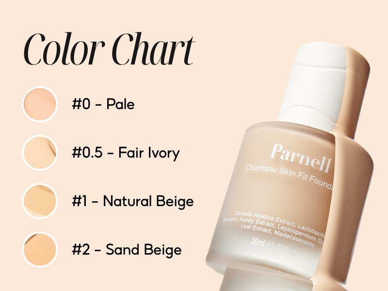 Bảng màu kem nền Parnell Cicamanu Skin Fit