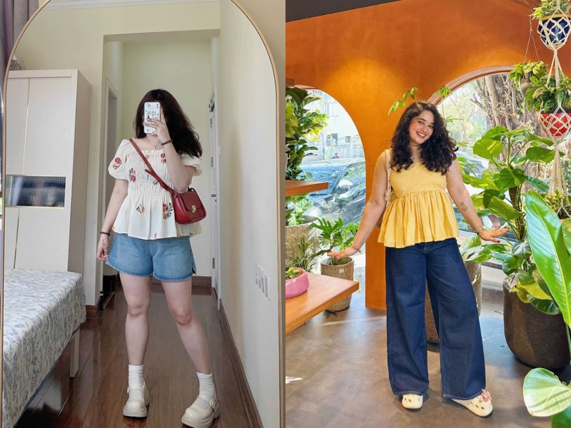 cách phối đồ nữ mũm mĩm với áo baby doll che khuyết điểm