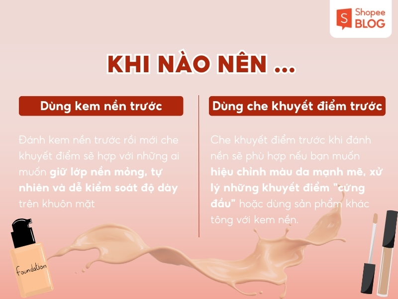 kem nền nên dùng trước hay che khuyết điểm trước