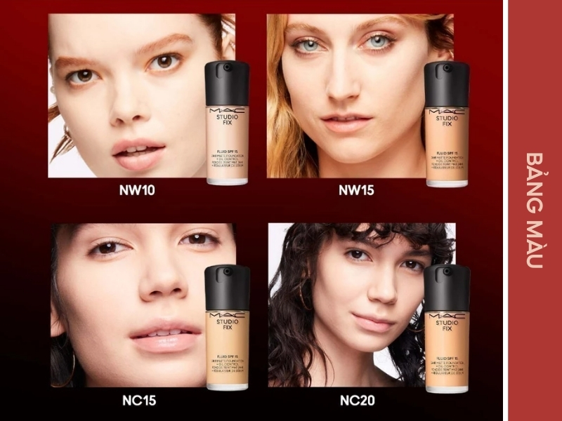 Bảng màu MAC Studio Fix Fluid SPF 15