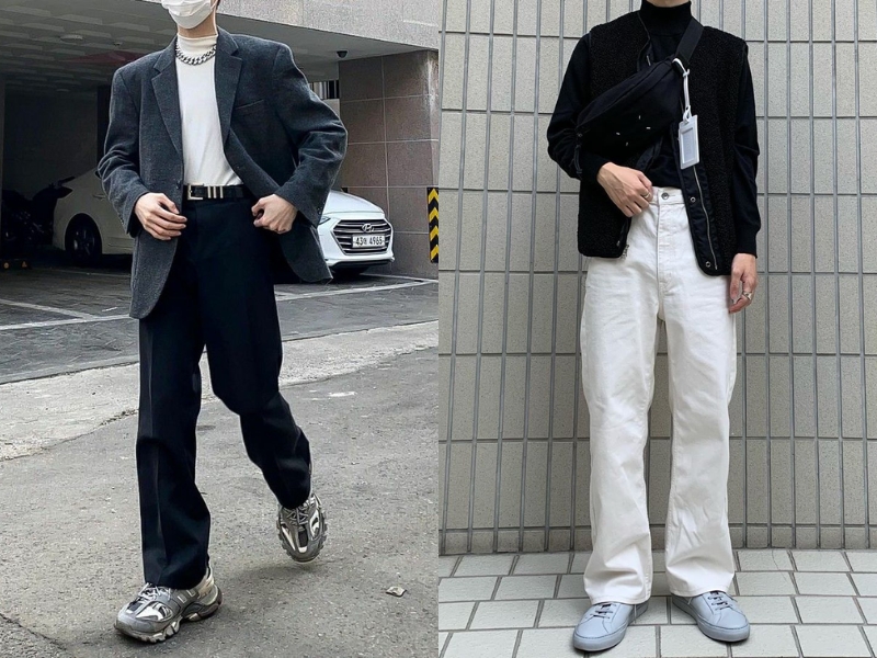 Phối áo blazer cho người lùn nam kết hợp áo cổ lọ bên trong