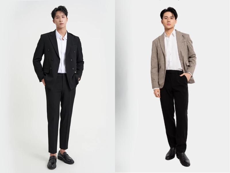style nam ngầu phối áo sơ mi cùng áo blazer khoác ngoài 