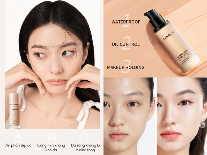 Kem nền Carslan dạng lỏng giúp da căng bóng