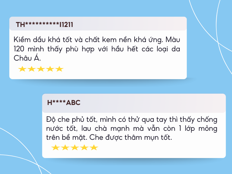 review đánh giá từ người dùng sử dụng kem nền cho da mụn Superstay Lumi Matte
